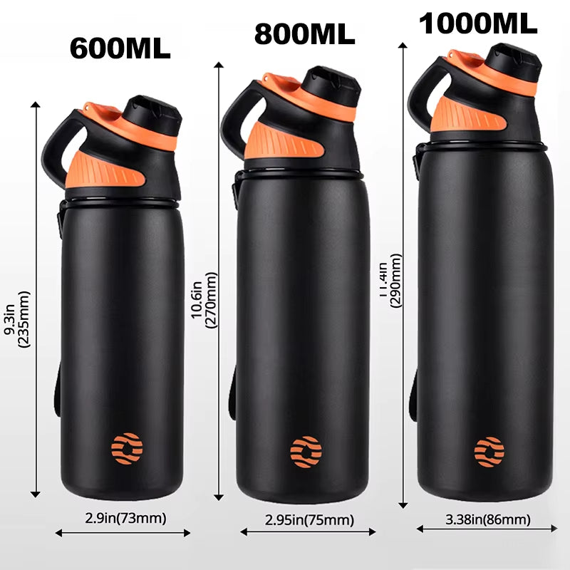 Thermos with Magnetic Lid – Stainless Steel Insulated Water Bottle (1000ml) for Outdoor Sports and Cold Drinks