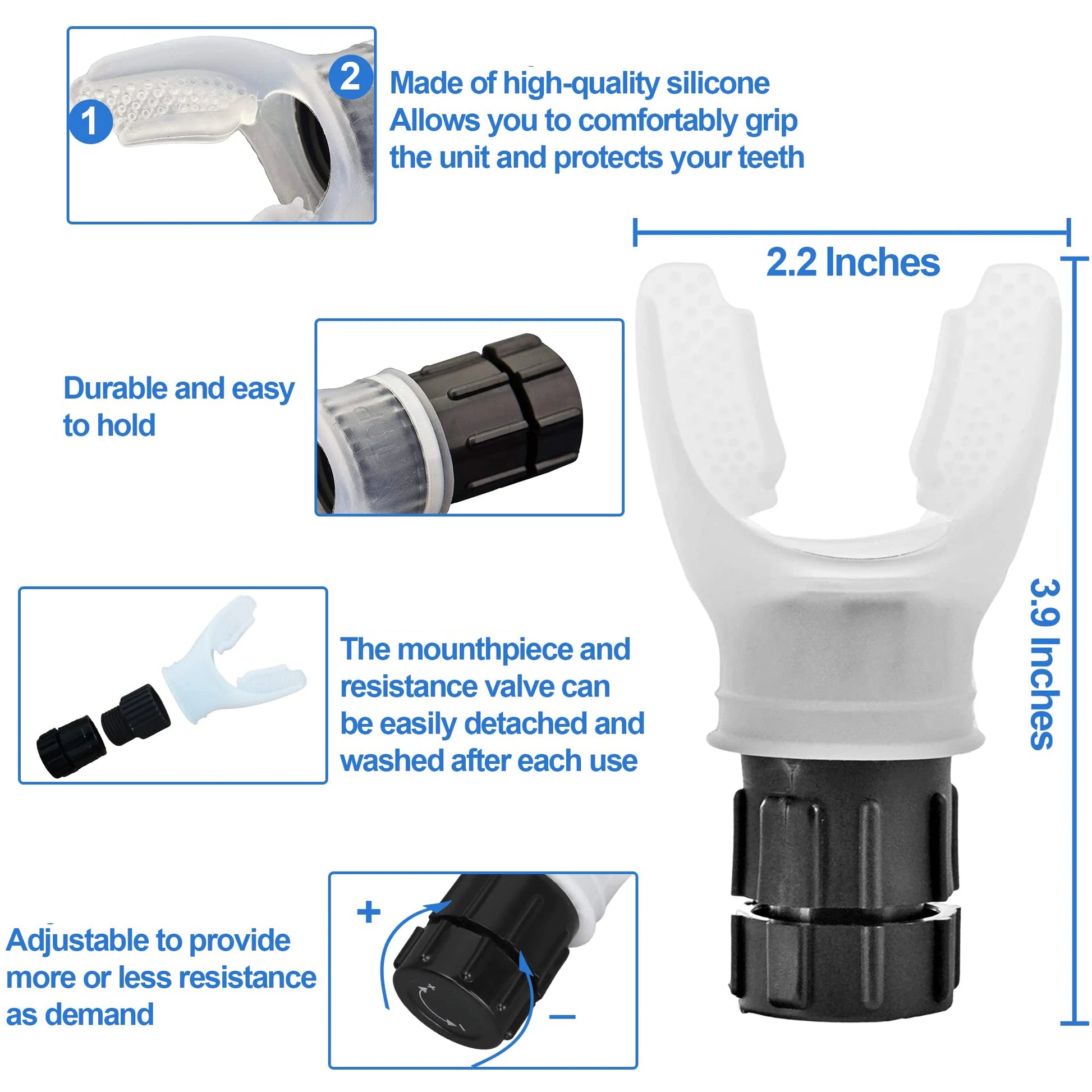 Adjustable Breathing Trainer for Lung Capacity – Durable Fitness Exerciser with Resistance Levels