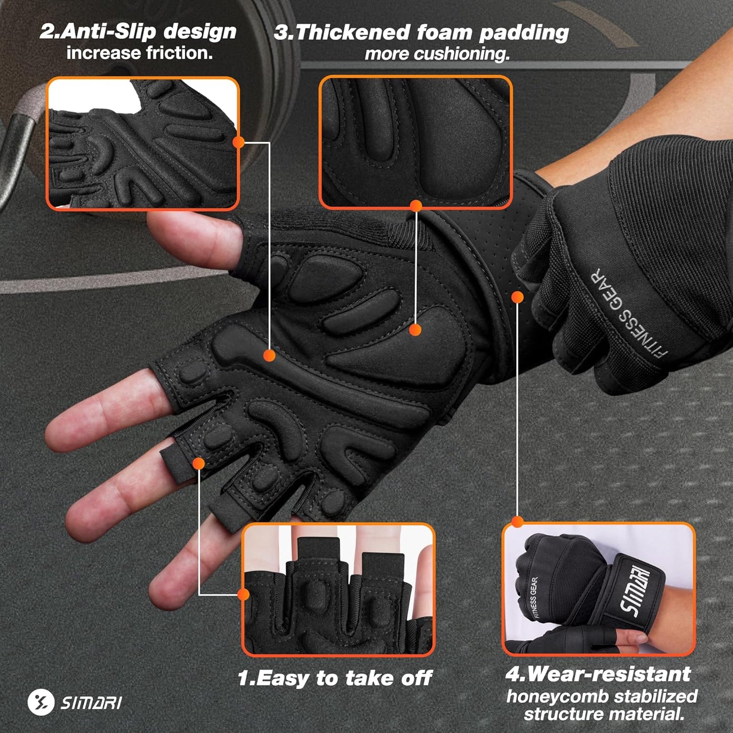 Ventilated Padded Workout Gloves with Wrist Support – Full Palm Protection for Gym, Fitness, and Weightlifting