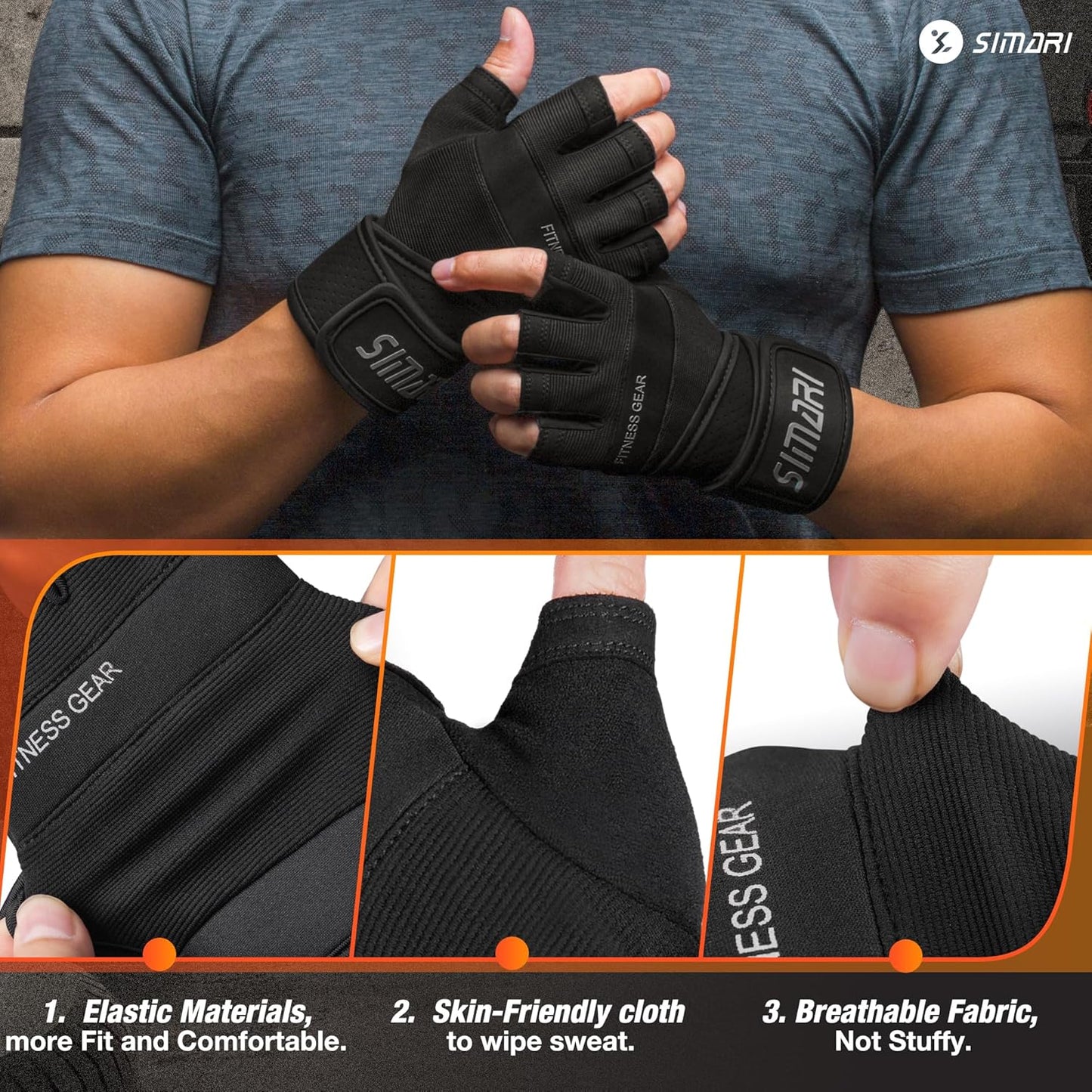 Ventilated Padded Workout Gloves with Wrist Support – Full Palm Protection for Gym, Fitness, and Weightlifting